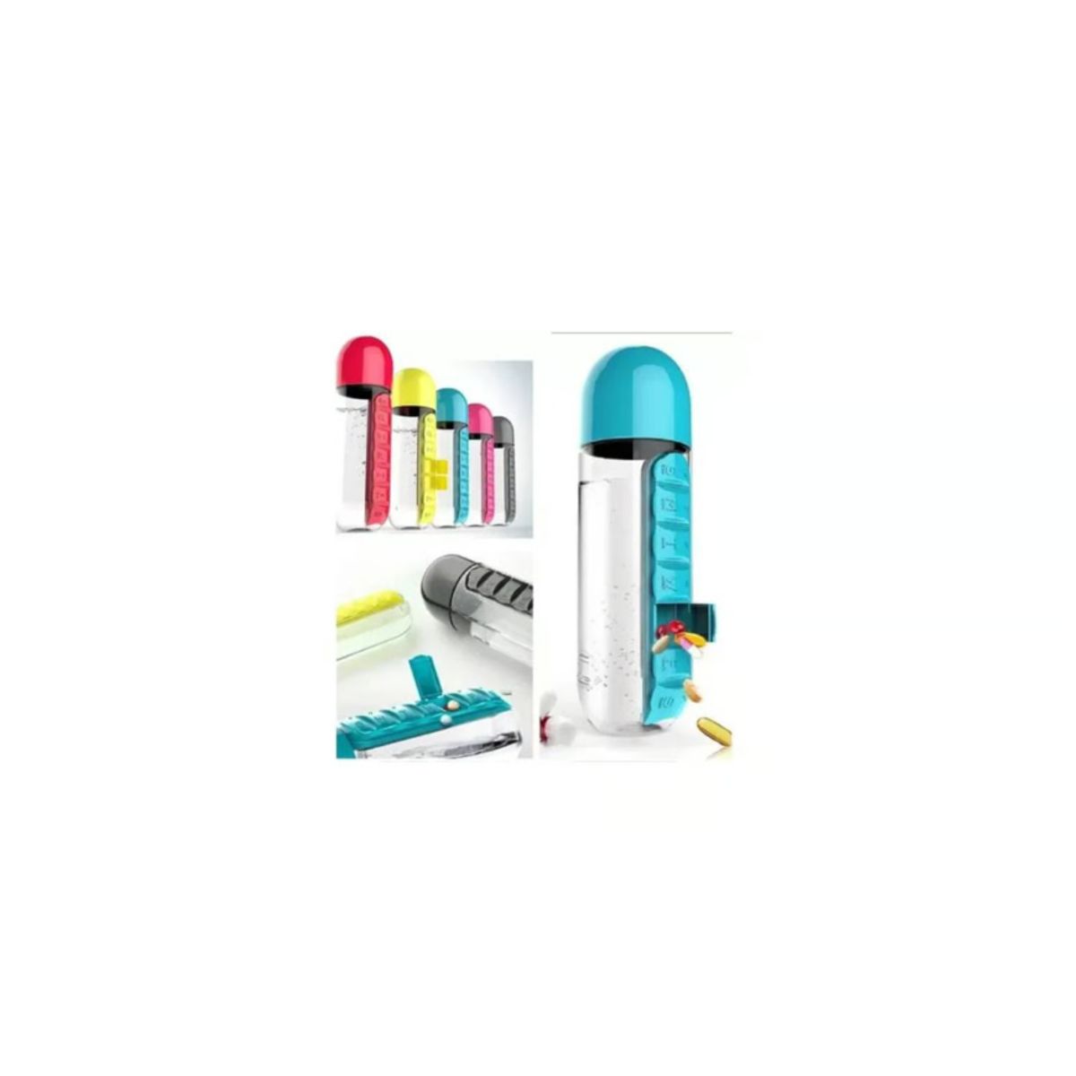 GENERICO - Botella 600ml Organizador Semanal 2 En 1 pastillero Surtidos