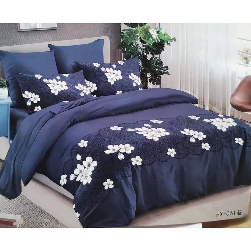 ANGELES DEL HOGAR - CubreCama de Verano Quilt Plaza y Media Azul Oscuro Con Flores