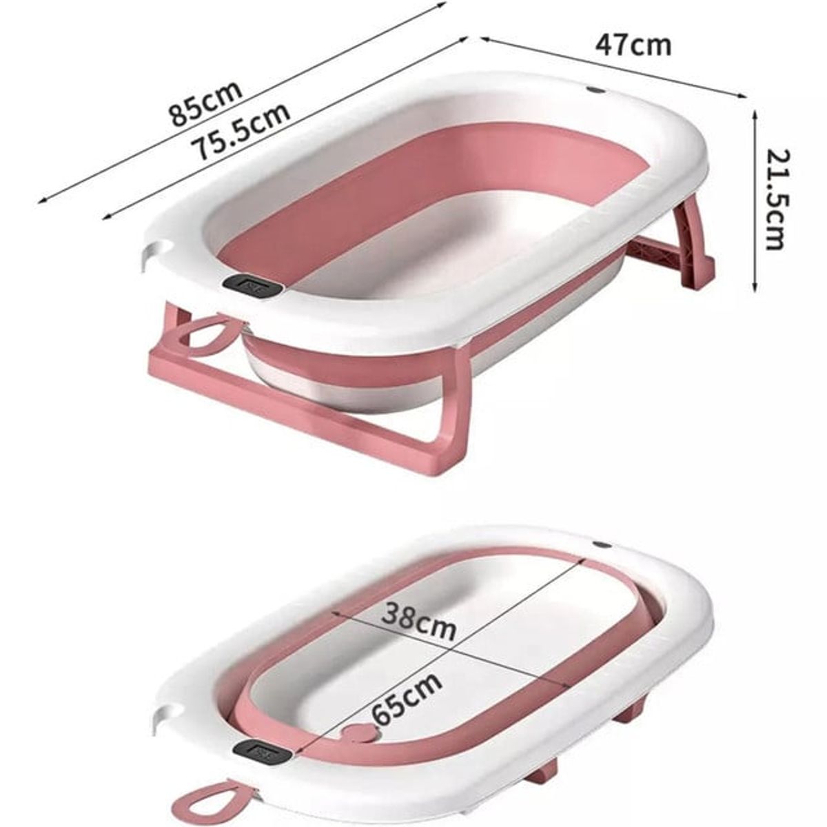 GENERICO - Bañera Plegable de Bebe con Termometro y Cojin Rosa