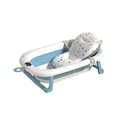 GENERICO - Bañera Plegable de Bebe con Termometro y Cojin Azul