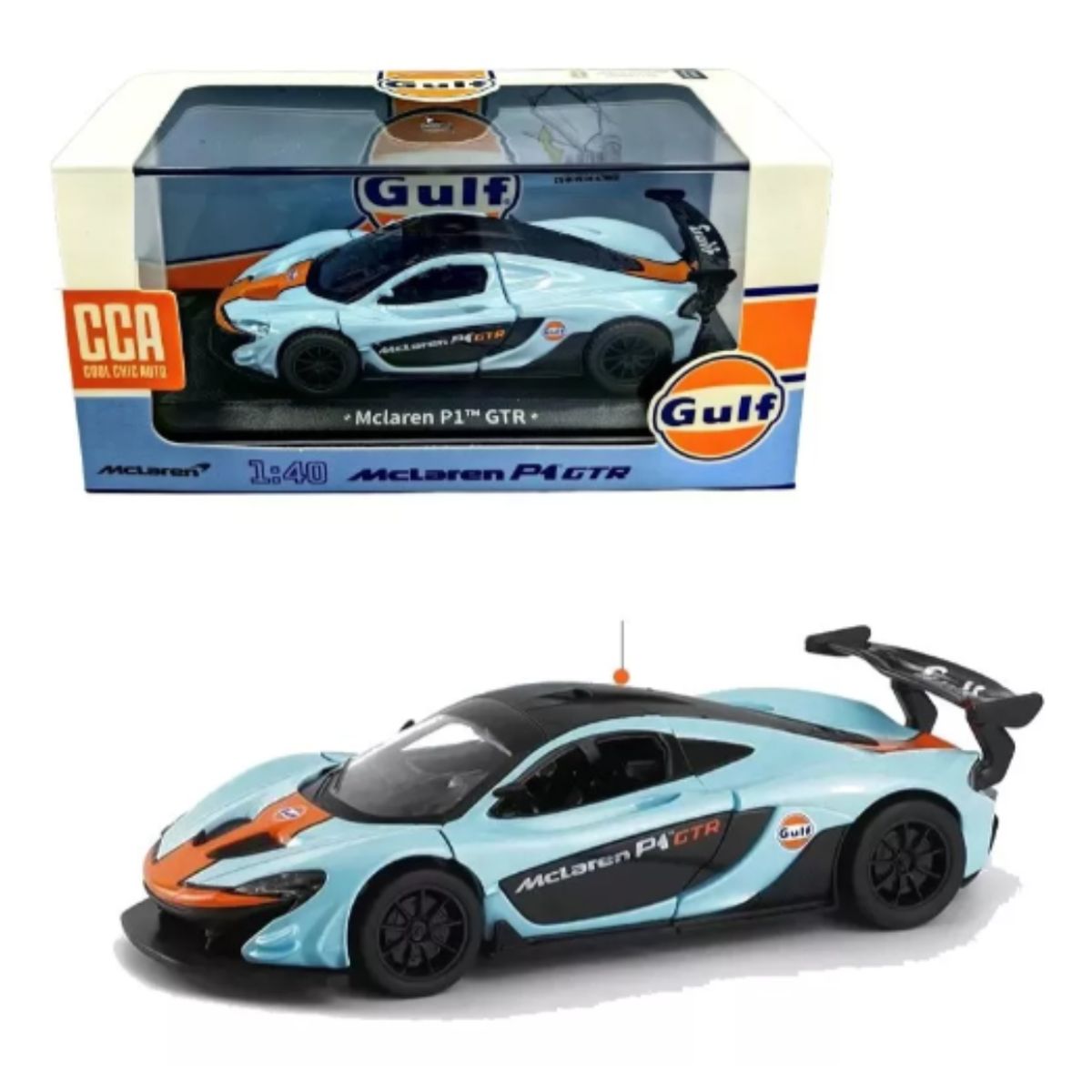 GENERICO - Autos Coleccion Mclaren P1 GTR GULF 1 :40 Color celeste