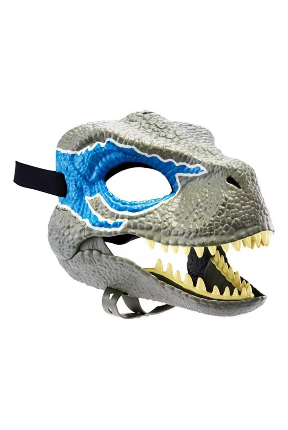 TuKIIE Máscara De Dinosaurio Velociraptor Azul Con Mandíbula Móvil – Set Con 2 Garras Y 2 Mini Figuras, Ideal Para Halloween Y Fiestas