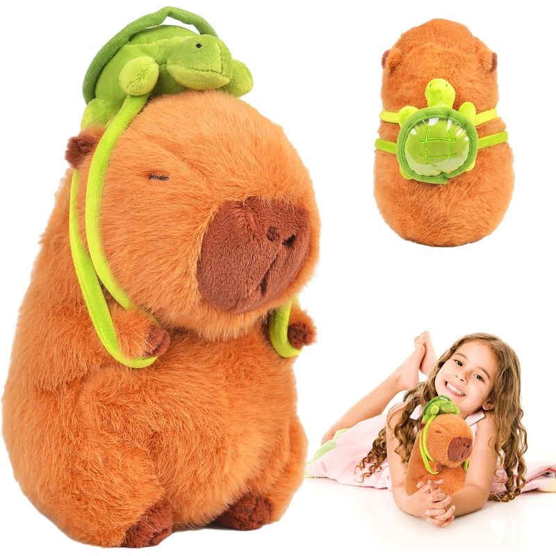 KUANGYE - Juguete De Peluche Capybara Mochila Tortuga Super Soft 25cm