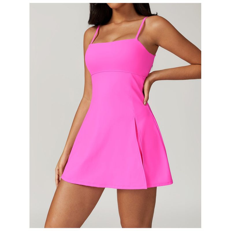 RURUTOTO - Vestido de tenis cuello cuadrado mujer con pantalones cortos Beige