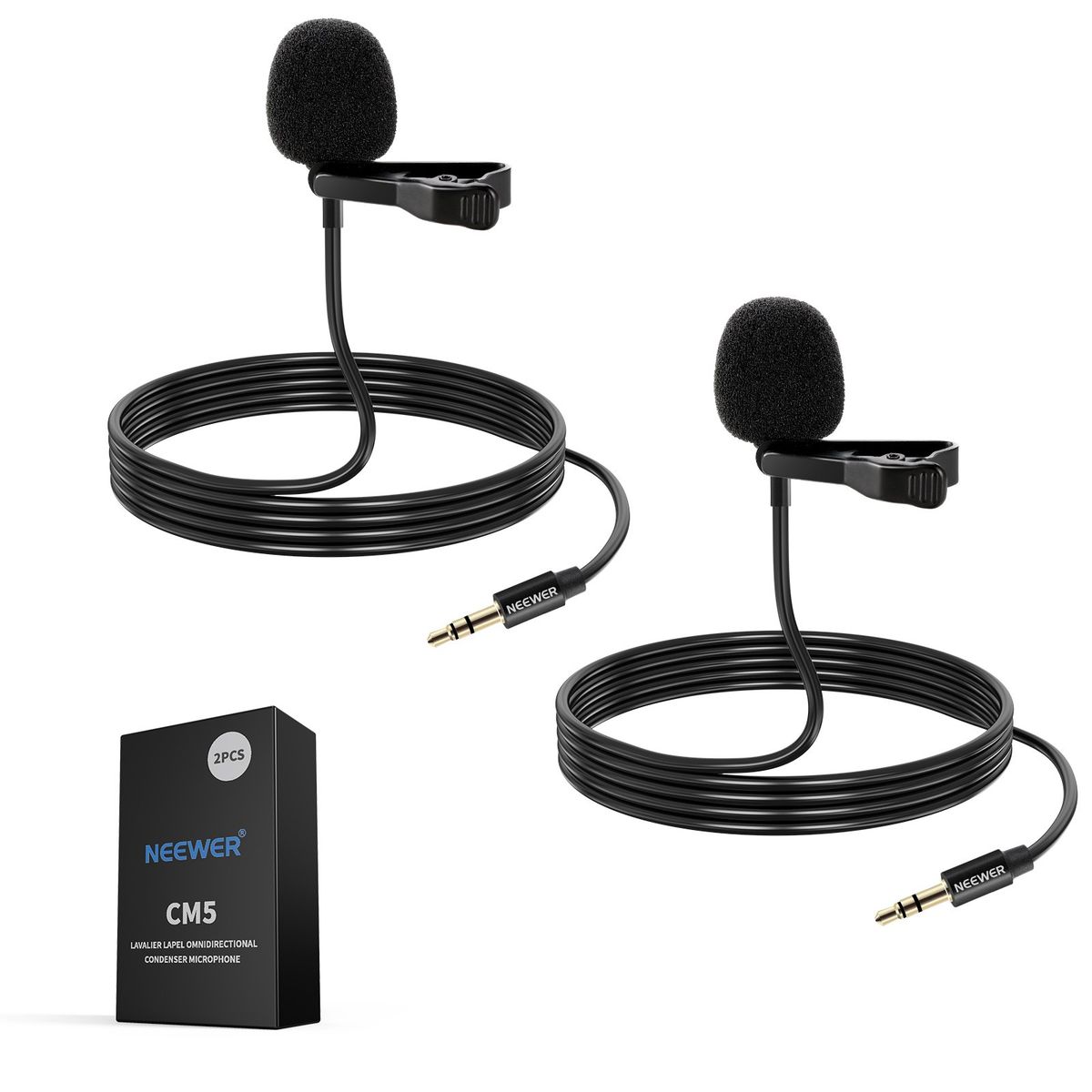 NEEWER - 2Pz Lapel Microphone p/ Transmisores Micrófono DJI, Rode Wireless GO 2