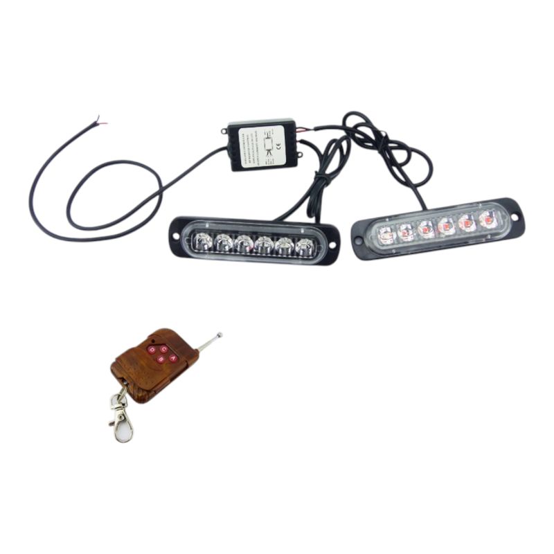 DRL LIGHTING - Luz 6 LED Strobo Kit X 2 Unidades Con Control Remoto 12Volt