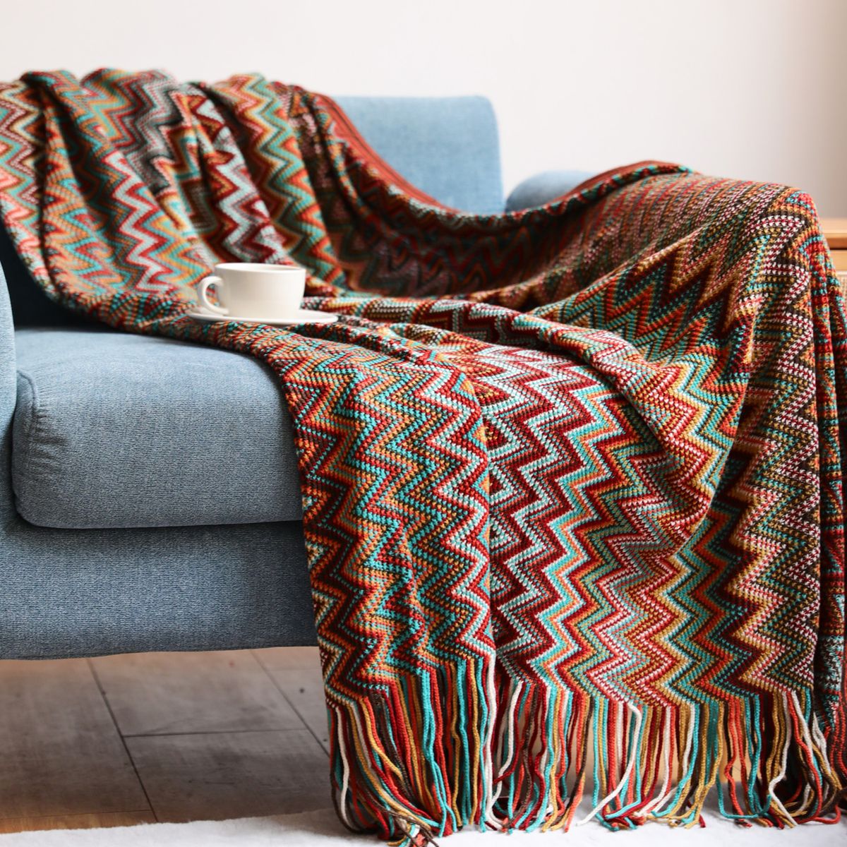 LUKOVEE - Manta Decorativa Tejida Para Sillon Piecera Cama Bohemia