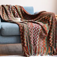 Manta Decorativa Tejida Para Sillon Piecera Cama Bohemia