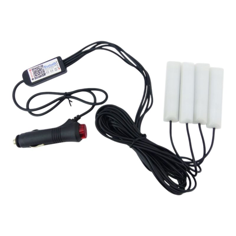 GENERICO - Kit LED X 4 RGB Con App Para Interior De Auto 12 Volt