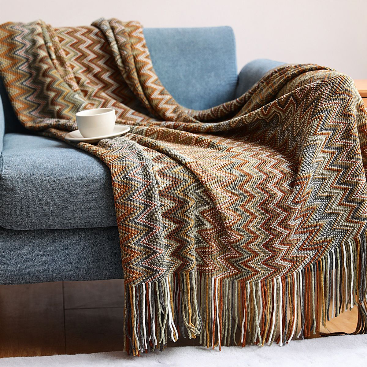 LUKOVEE - Manta Decorativa Tejida Para Sillon Piecera Cama Bohemia