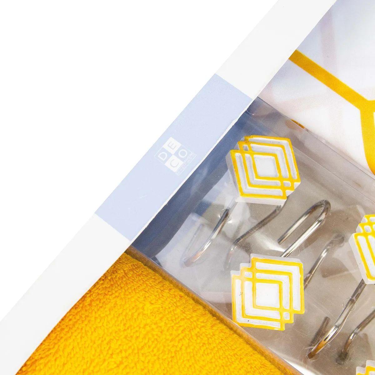 DECO EXPRESS - Set de Baño Ámbar - (Cortina, Ganchos, Toalla y Vaso/dispensador)