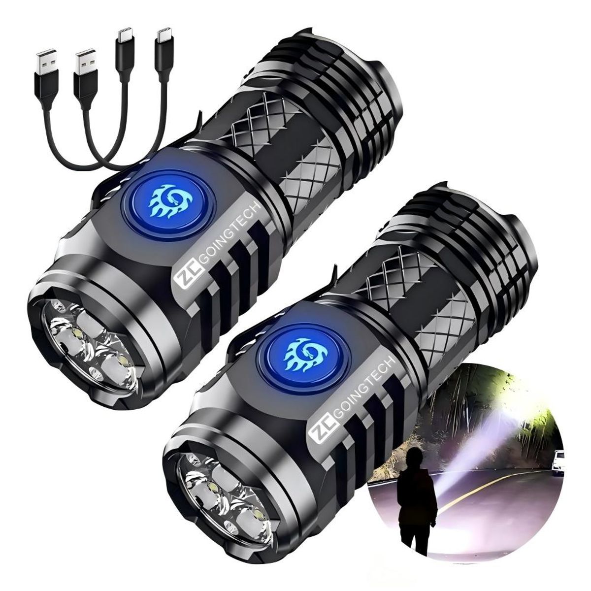 GENERICO - Linterna Led Recargable Zoom Alcance +700m