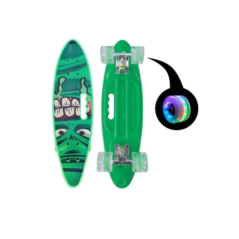 GENERICO - Skate Penny Cruiser Patineta Green Monster Ruedas Led Niños
