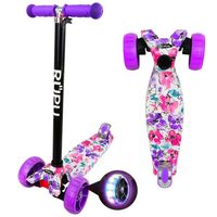 Scooter Monopatín Infantil Lila con Flores D12