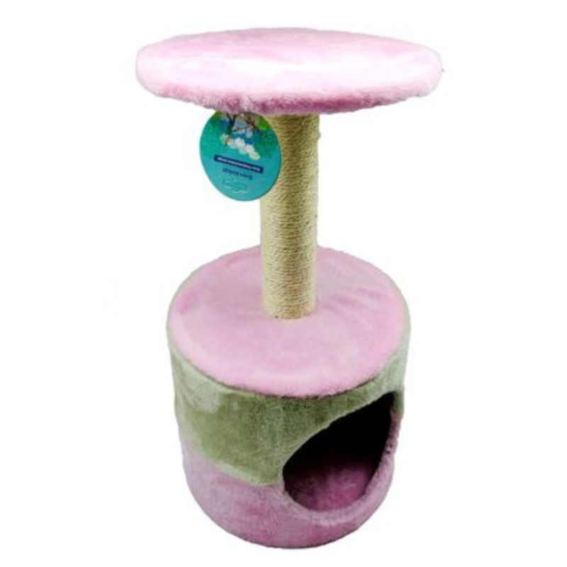 GENERICO - Rascador Rosa Para Gatos Con Cueva Suave Plataforma Elevada