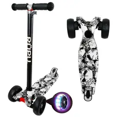 GENERICO - Scooter Monopatín Infantil Negro con Calaveras D21