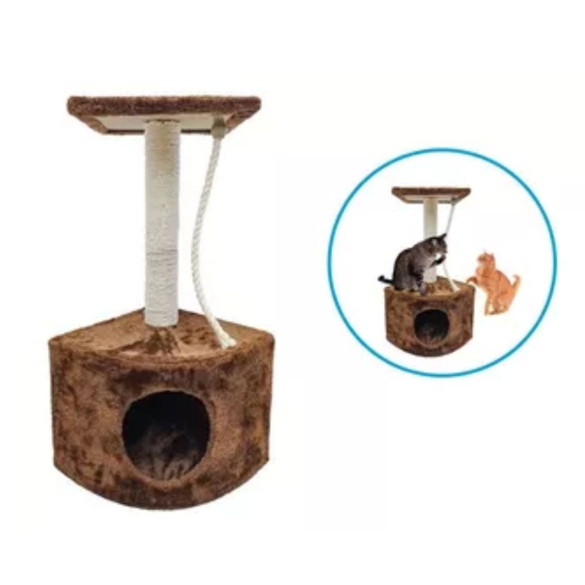 GENERICO - Rascador Para Gatos Cueva Plataforma Y Cuerda De Juego