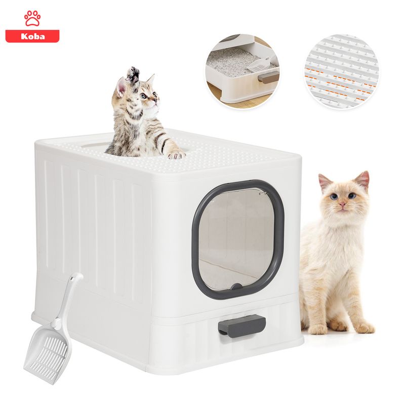 KOBA - Arenero Gato Cerrado Grande Michis Baño Sanitario Con Pala
