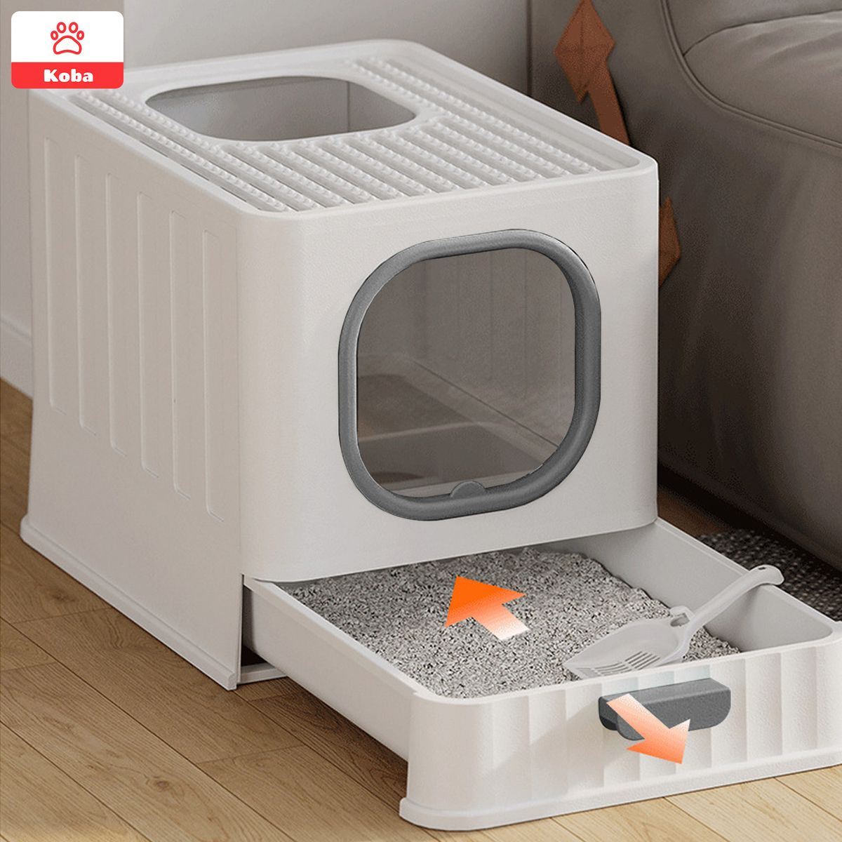 KOBA - Arenero Para Gatos Cerrado Grande Con Pala