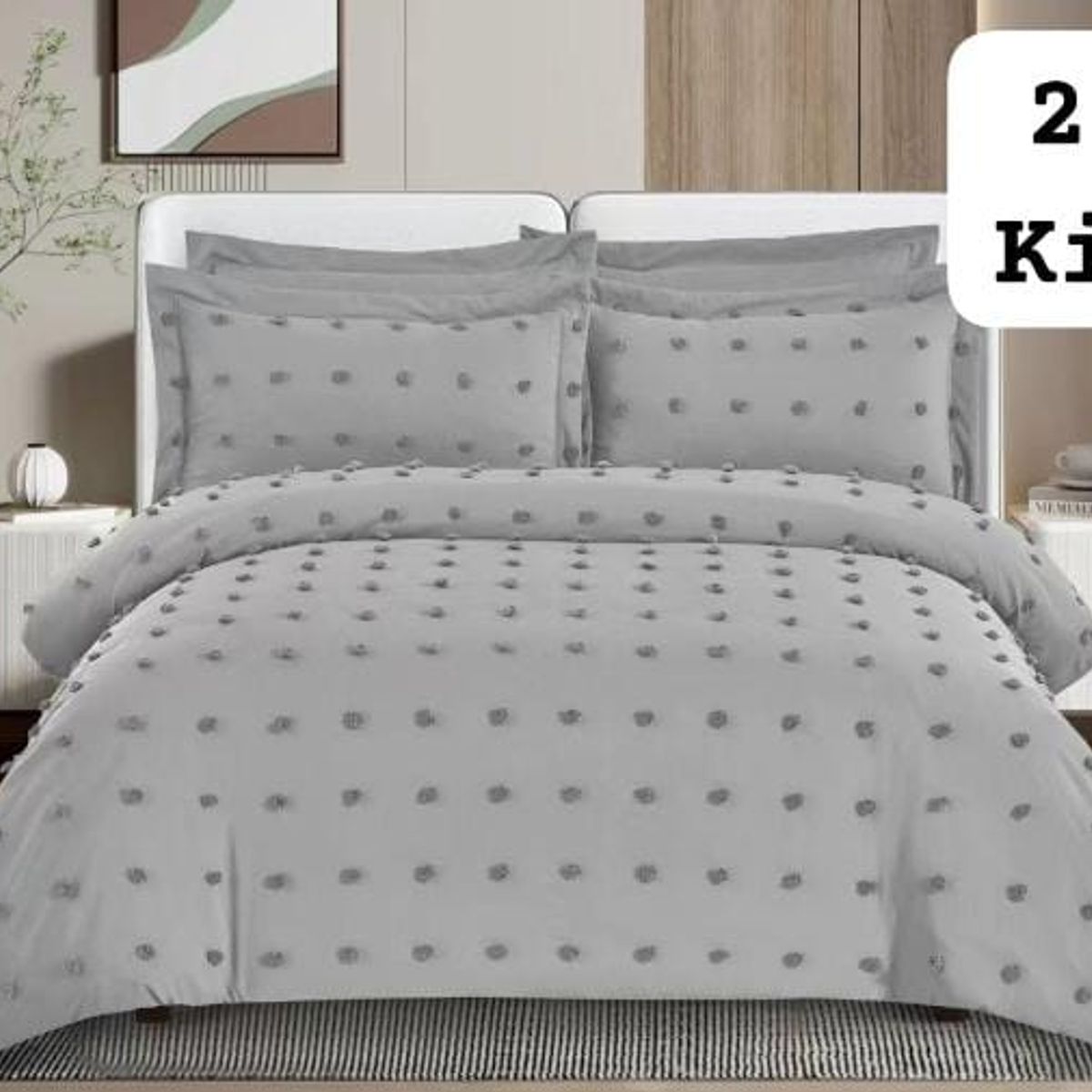 ANGELES DEL HOGAR - Cubrecama  De Verano Quilt Medida 2 Plaza Gris