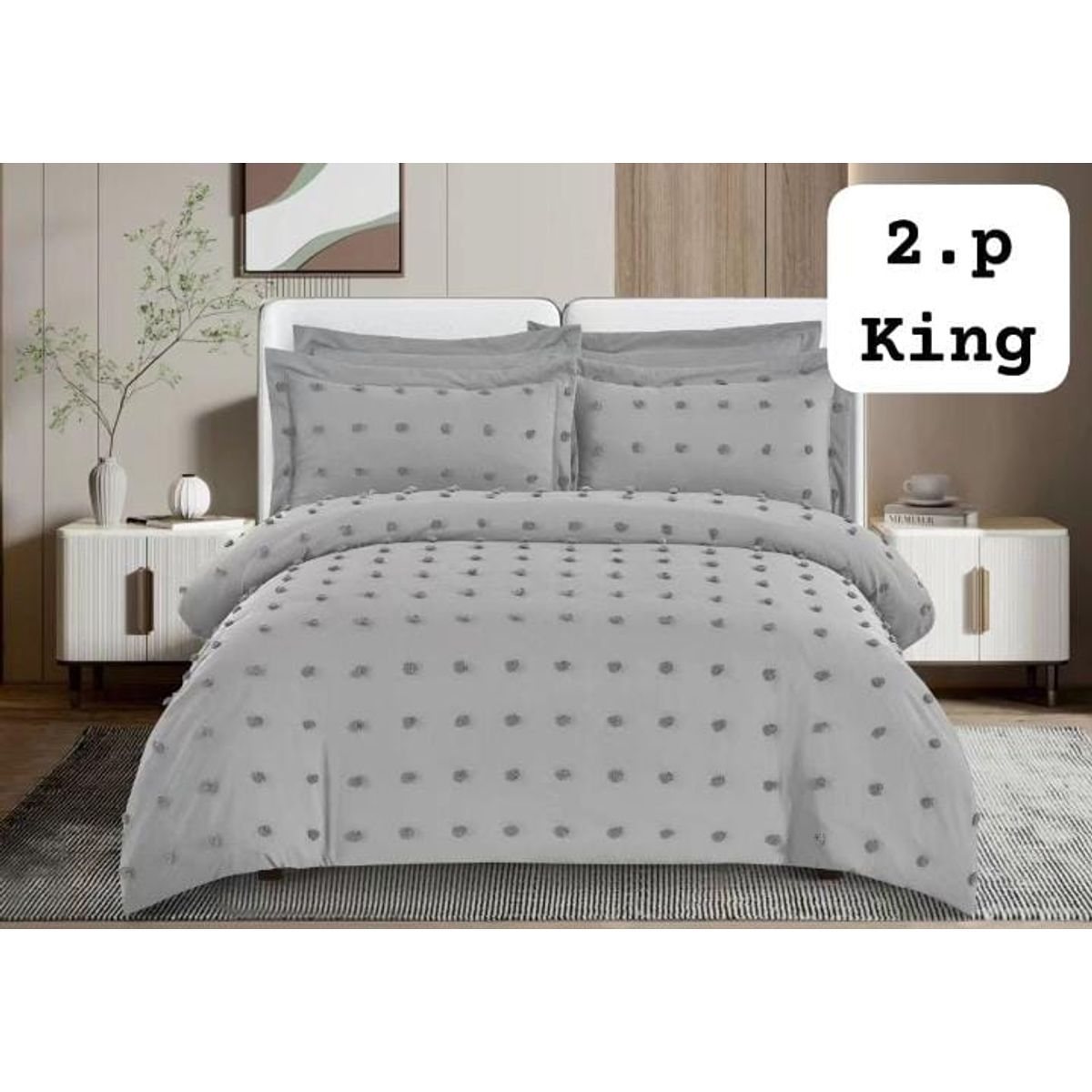 ANGELES DEL HOGAR - Cubrecama  De Verano Quilt Medida 2 Plaza Gris