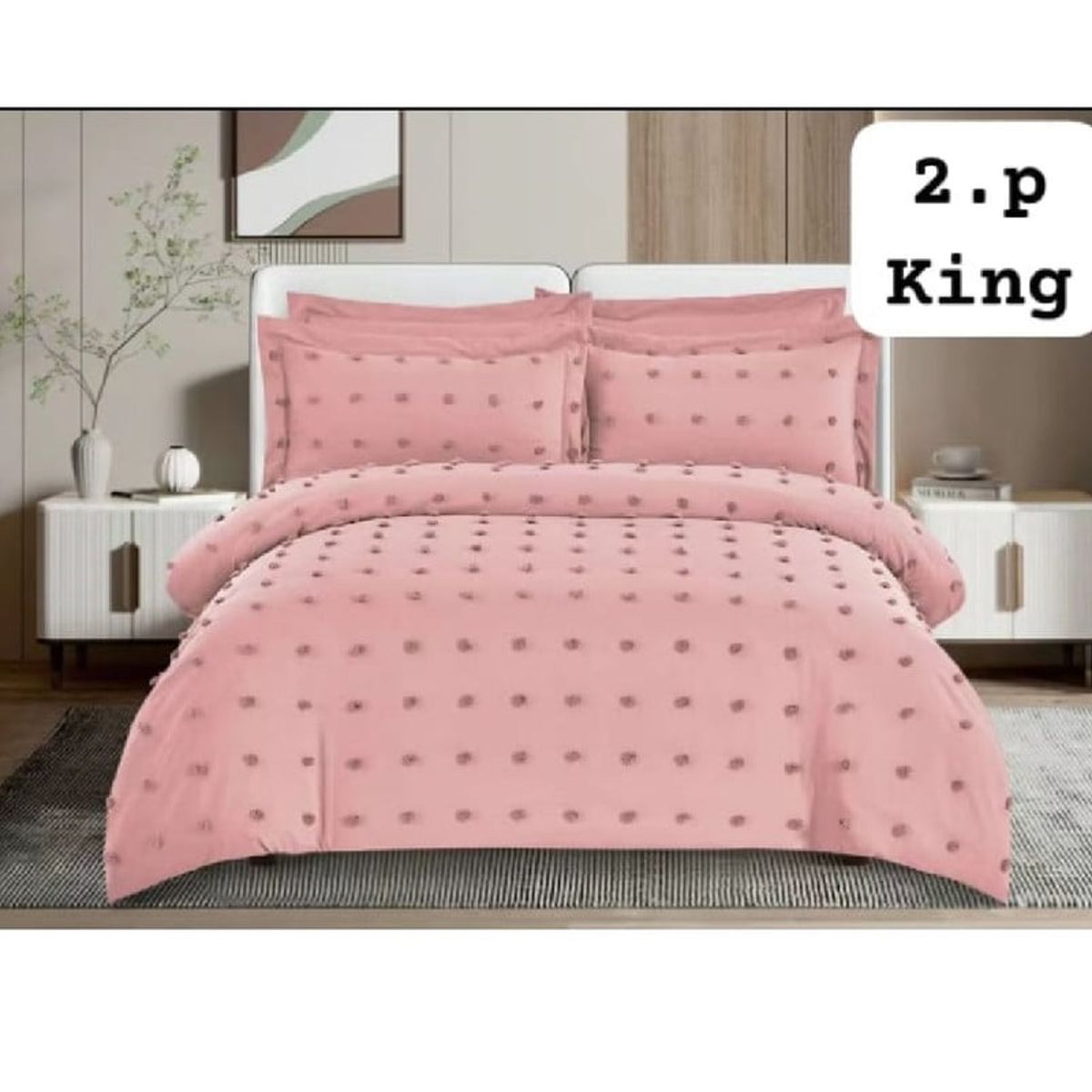 ANGELES DEL HOGAR - Cubrecama  De Verano Quilt Medida 2 Plaza Rosa
