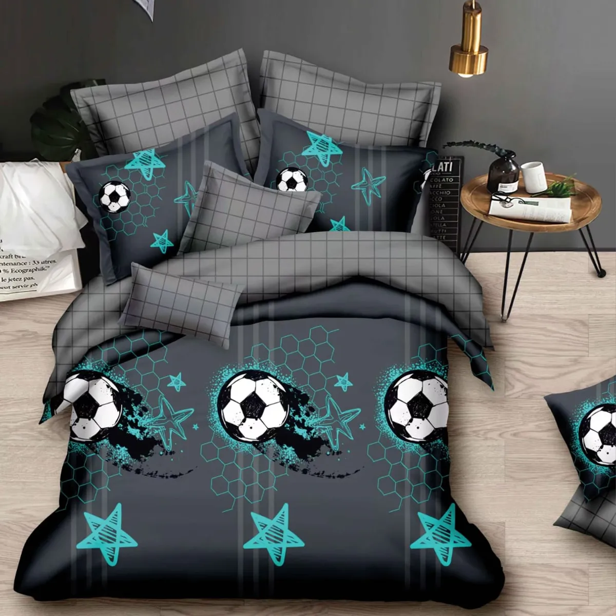 GENERICO - JUEGO DE SABANA DE GENERO 1.5 PLAZAS CON DISEÑO GRIS BALON TF
