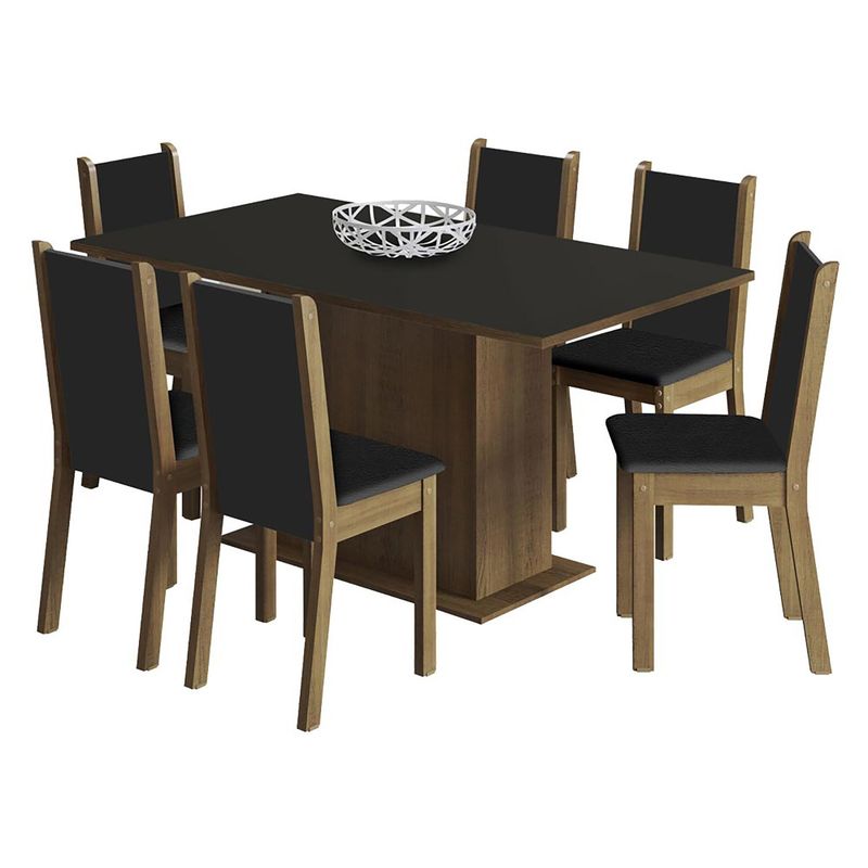 VEKKAHOME - JUEGO DE COMEDOR SUECIA DARK (273073+273074)