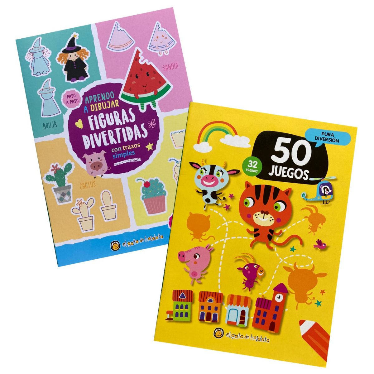 EL GATO DE HOJALATA - Pack 2 Libros Aprende a dibujar figuras divertidas + 50 Juegos