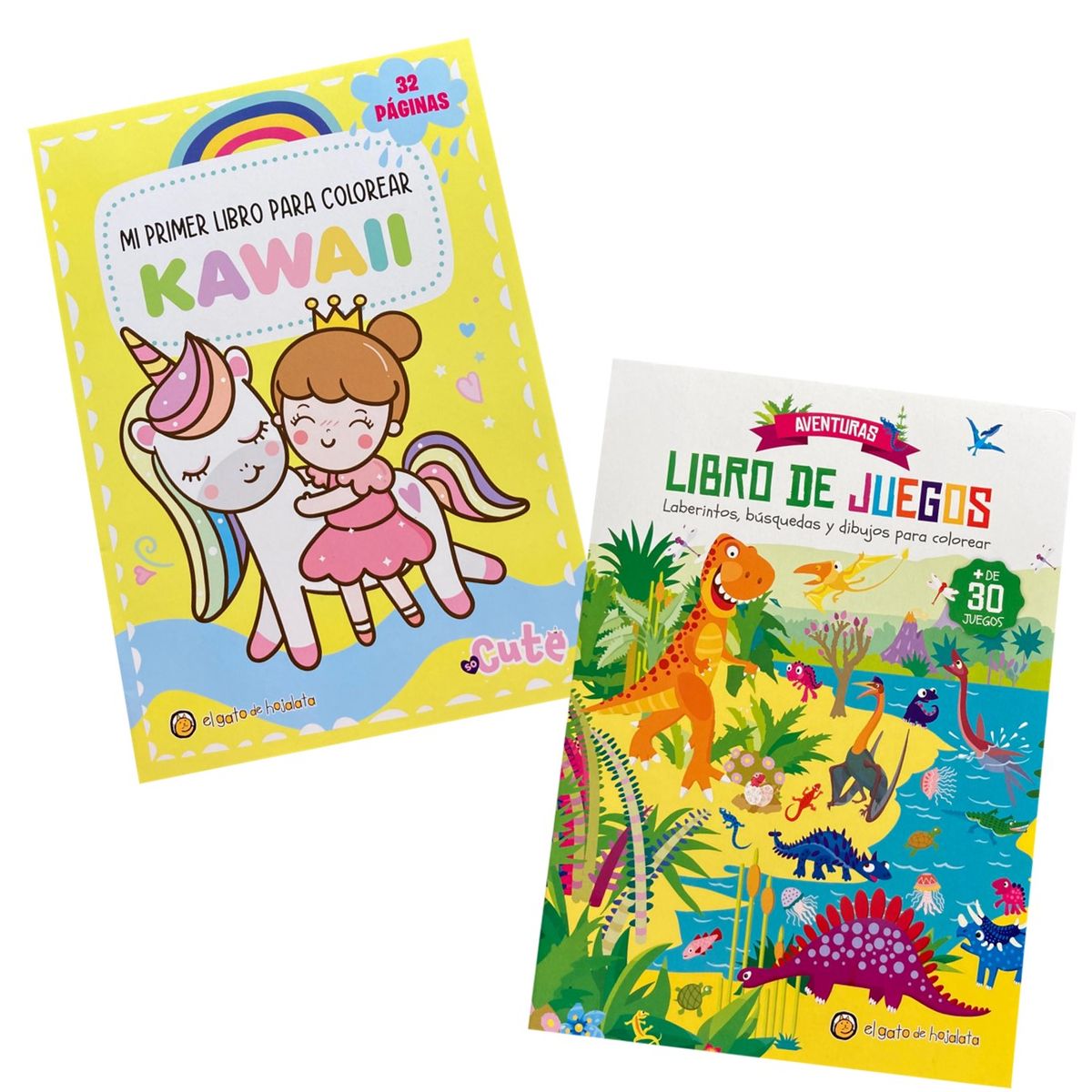 EL GATO DE HOJALATA - Pack Mi primer libro para colorear Kawaii  y Libro de juegos aventuras