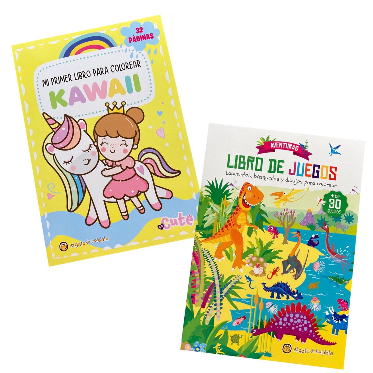 EL GATO DE HOJALATA - Pack Mi primer libro para colorear Kawaii  y Libro de juegos aventuras