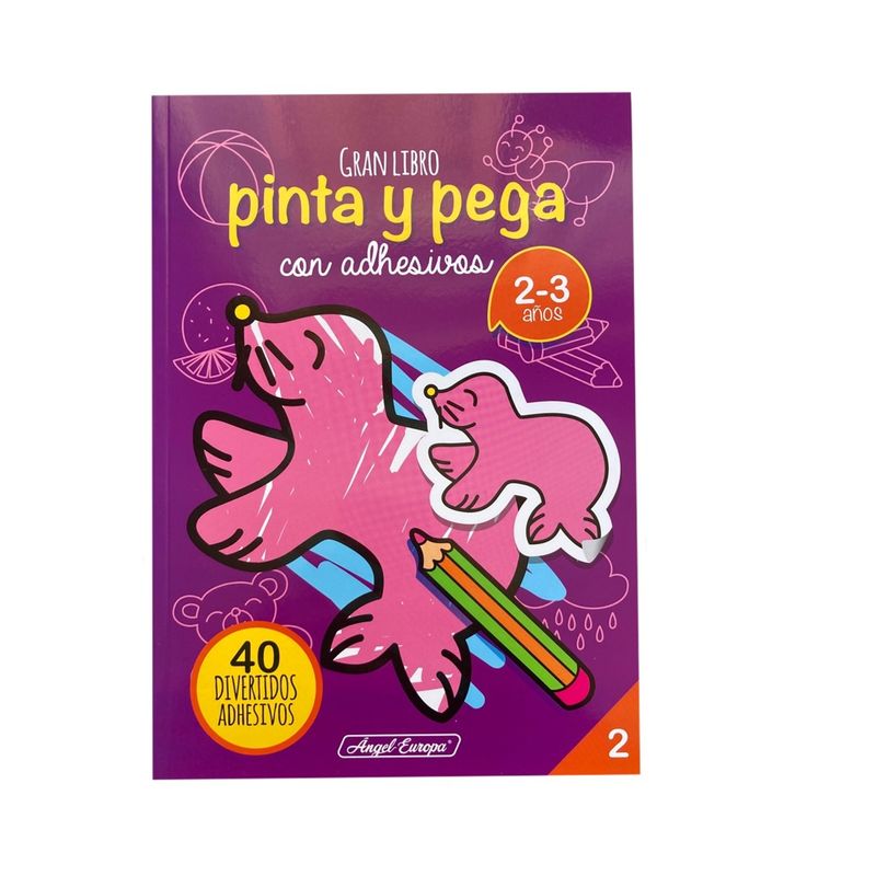 GENERICO - Libro para colorear - Gran libro - Pinta y pega con adhesivos (stickers) - 2