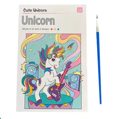 GENERICO - Libro para colorear con acuarela - Unicornio