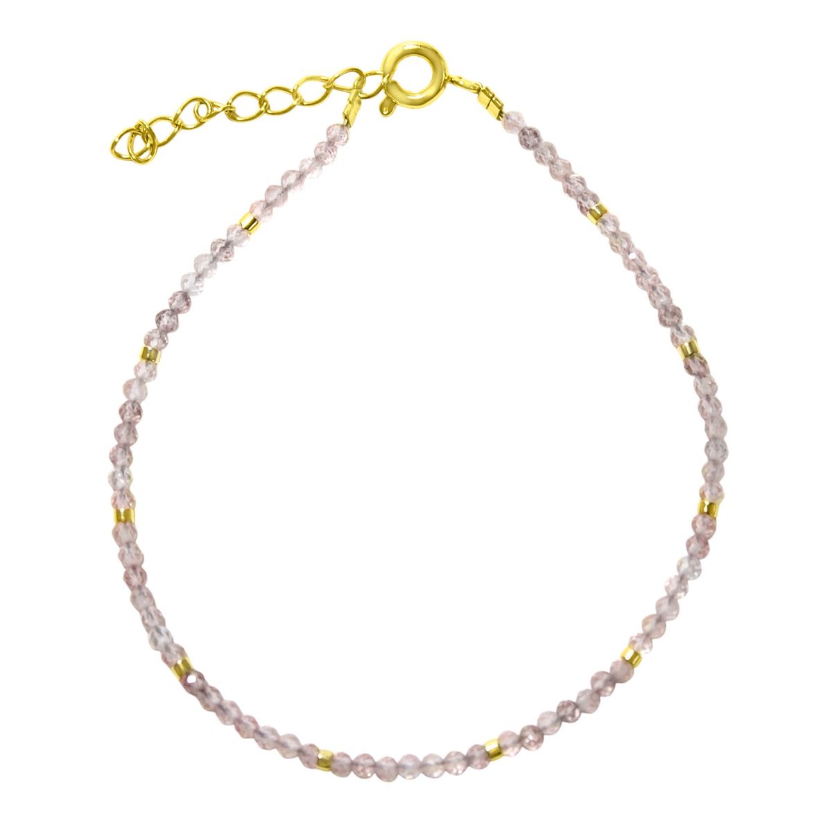 COGGIOLA - Pulsera Cuarzo Rosa Mostacilla Enchapado Oro 18K