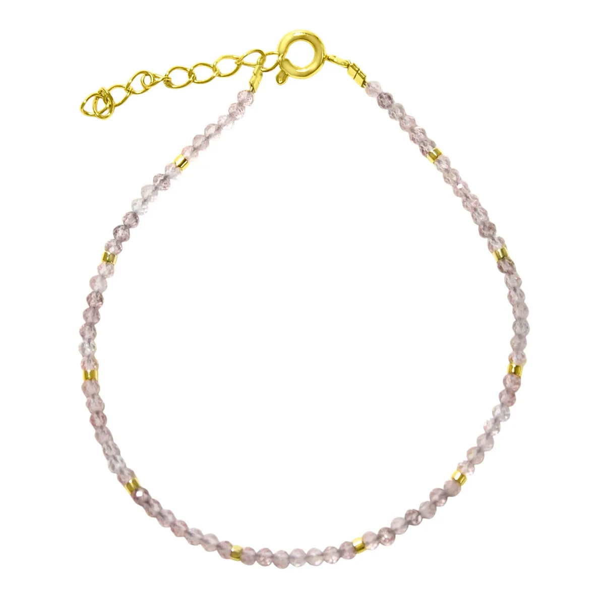 COGGIOLA - Pulsera Cuarzo Rosa Mostacilla Enchapado Oro 18K