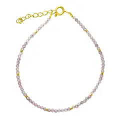 ANDREA COGGIOLA JOYAS - Pulsera Cuarzo Rosa Mostacilla Enchapado Oro 18K