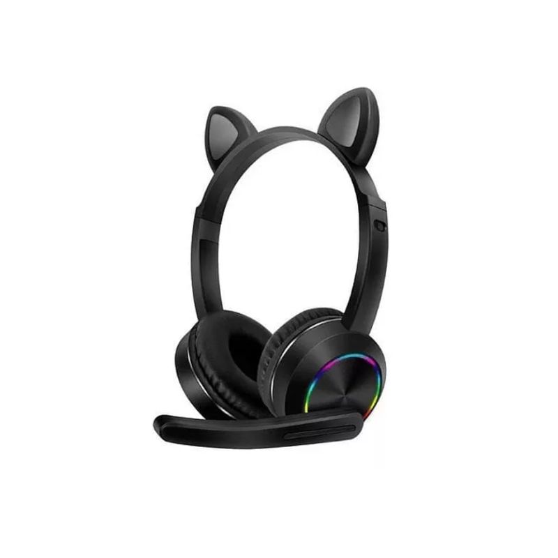 GENERICO - Audífonos Cat Ear Con Micrófono Y Luz Led Akz-020-NEGRO