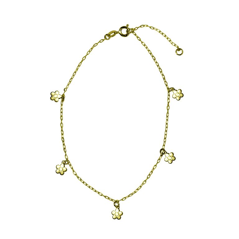Tobillera 5 Margaritas Enchapado Oro 18K Dorado TALLA UNICA
