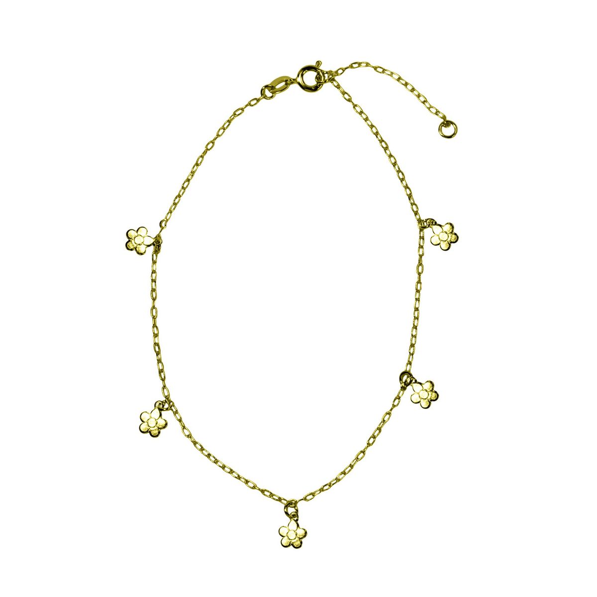 COGGIOLA - Tobillera 5 Margaritas Enchapado Oro 18K