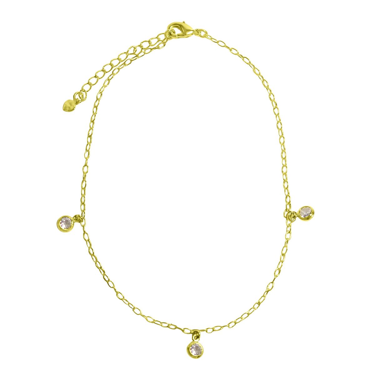 ANDREA COGGIOLA JOYAS - Tobillera 3 Circones Blancos Enchapado Oro 18K