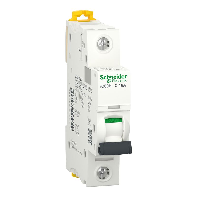 SCHNEIDER ELECTRIC - INTERRUPTOR AUTOMATICO 1P 16A C 15kA iC60H Acti9 Schneider