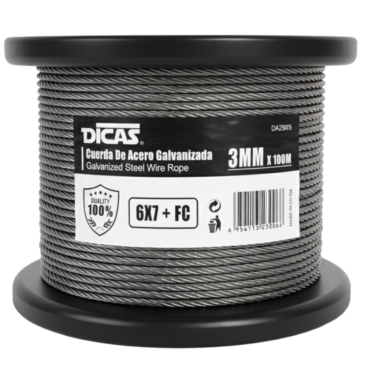 DICAS - Piola De Acero Galvanizado 3 Mm 100 Metros Dicas