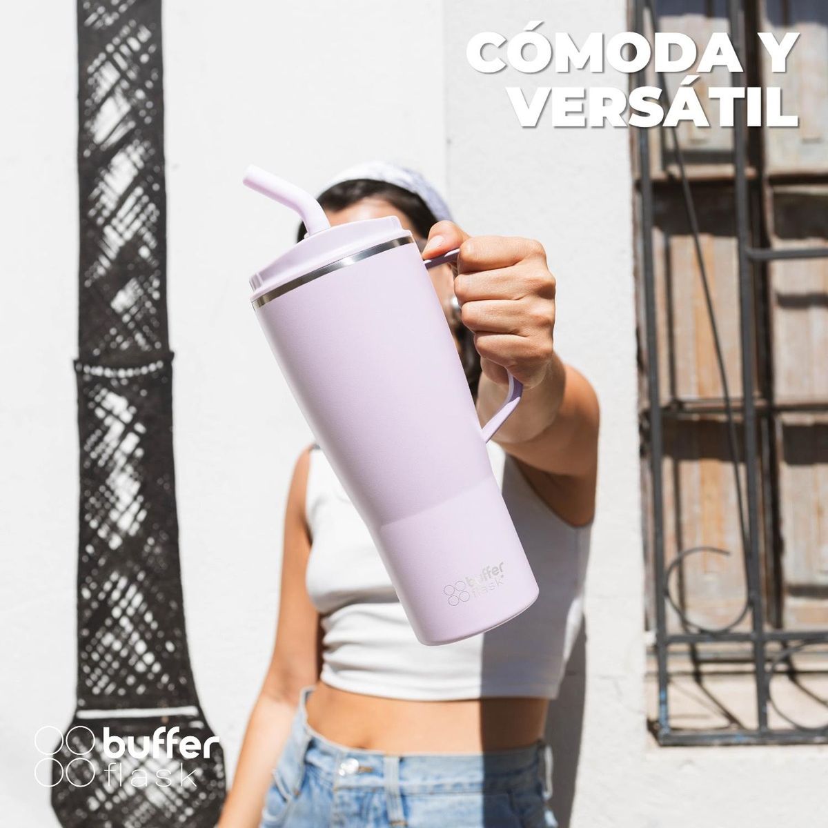 BUFFER FLASK - Vaso Termico Mug Tumbler Buffer 1Lt Acero Inox Frio Calor - Lila