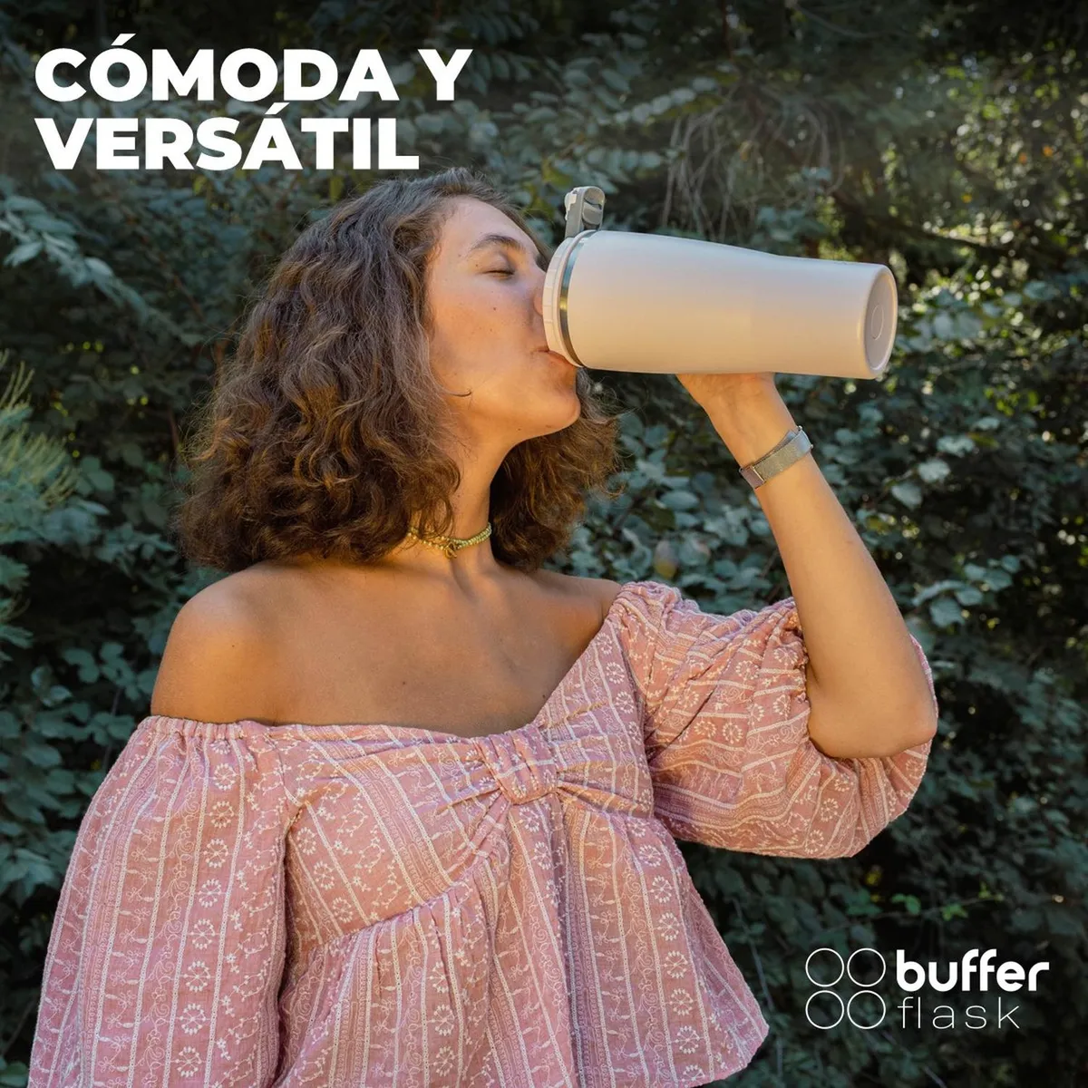 BUFFER FLASK - Vaso Termico Mug Tumbler Buffer 1Lt Acero Inox Frio Calor - Rosa claro