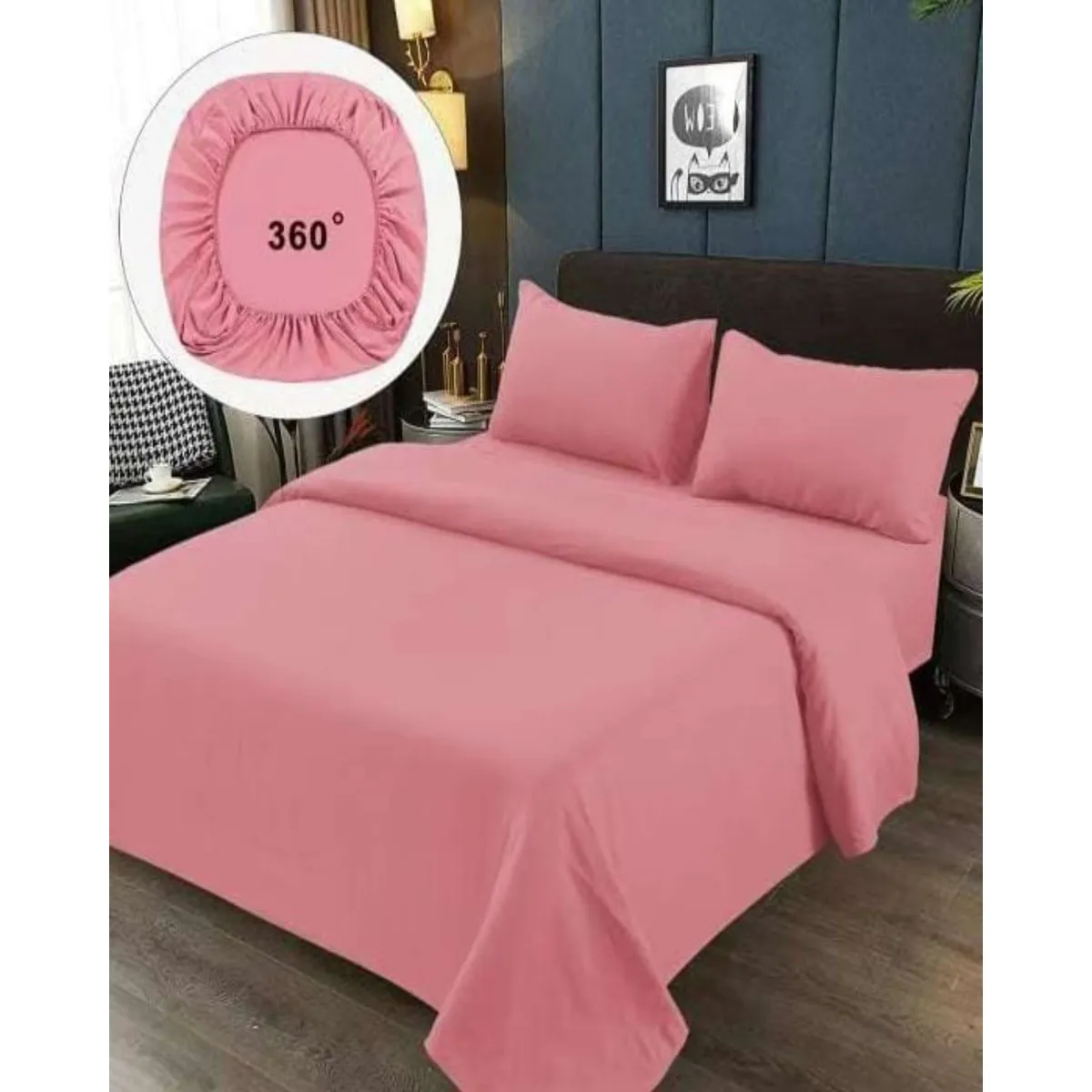 GENERICO - SABANAS 2OO HILOS 2 PLAZAS ROSA