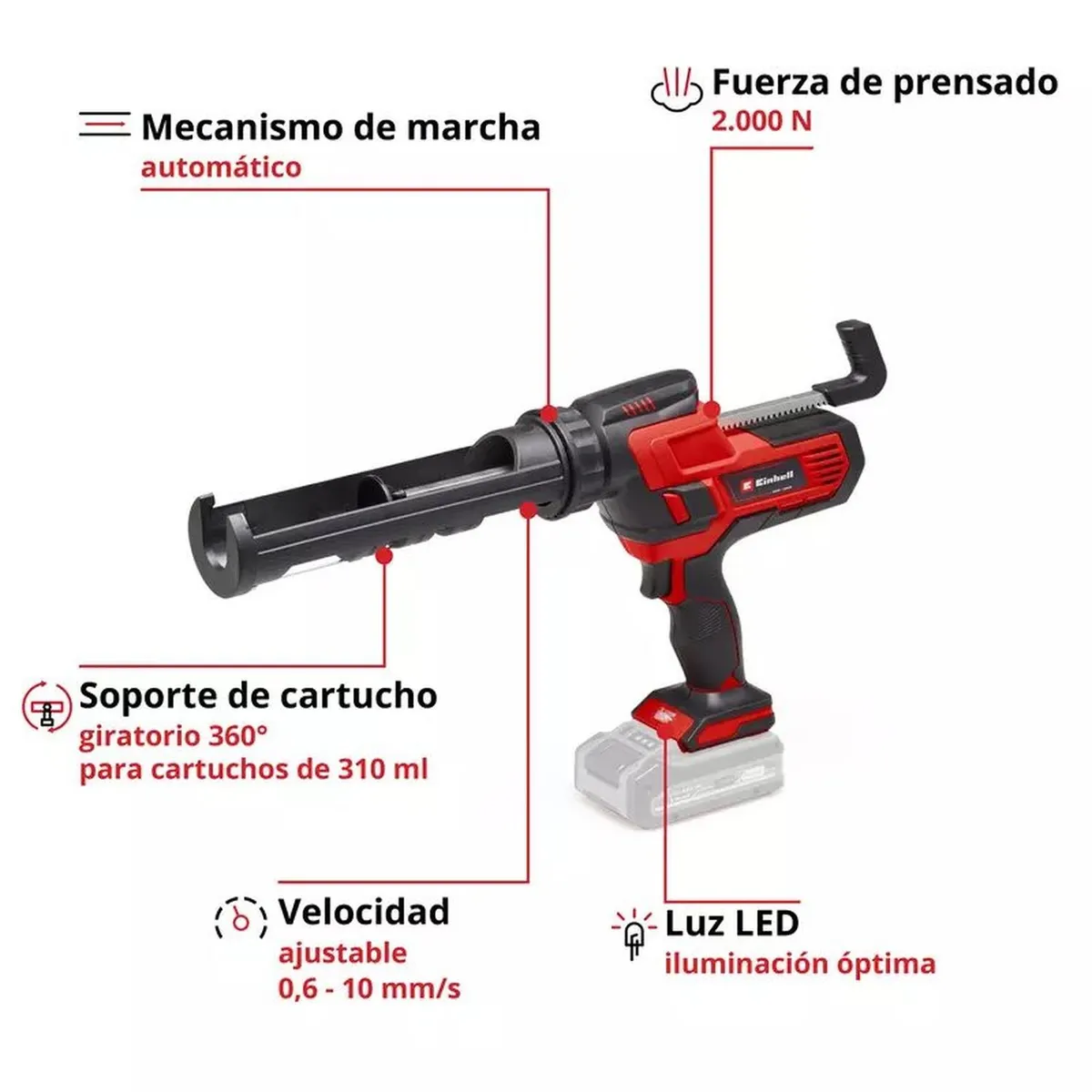 EINHELL - Pistola Calafatera Inalámbrica Einhel TH-HA 2000