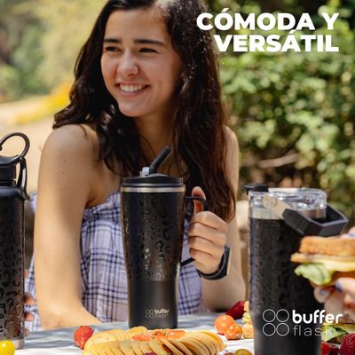 Imagen 2 del producto Vaso Termico Mug Tumbler Buffer 1Lt Acero Inox Frio Calor - Negro