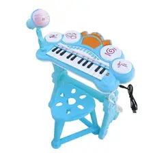 GENERICO - Juguete Teclado Piano Musical Con Microfono Celeste Infantil