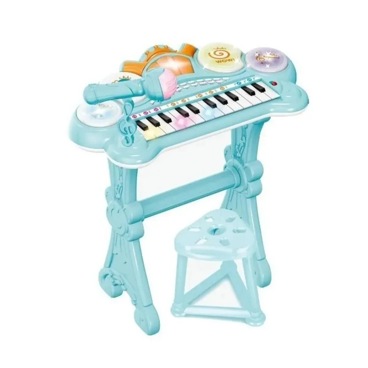 GENERICO - Juguete Teclado Piano Musical Con Microfono Celeste Infantil