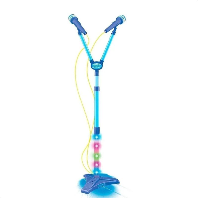 GENERICO - Juguete Microfono Doble Karaoke Con Luces Azul Infantil